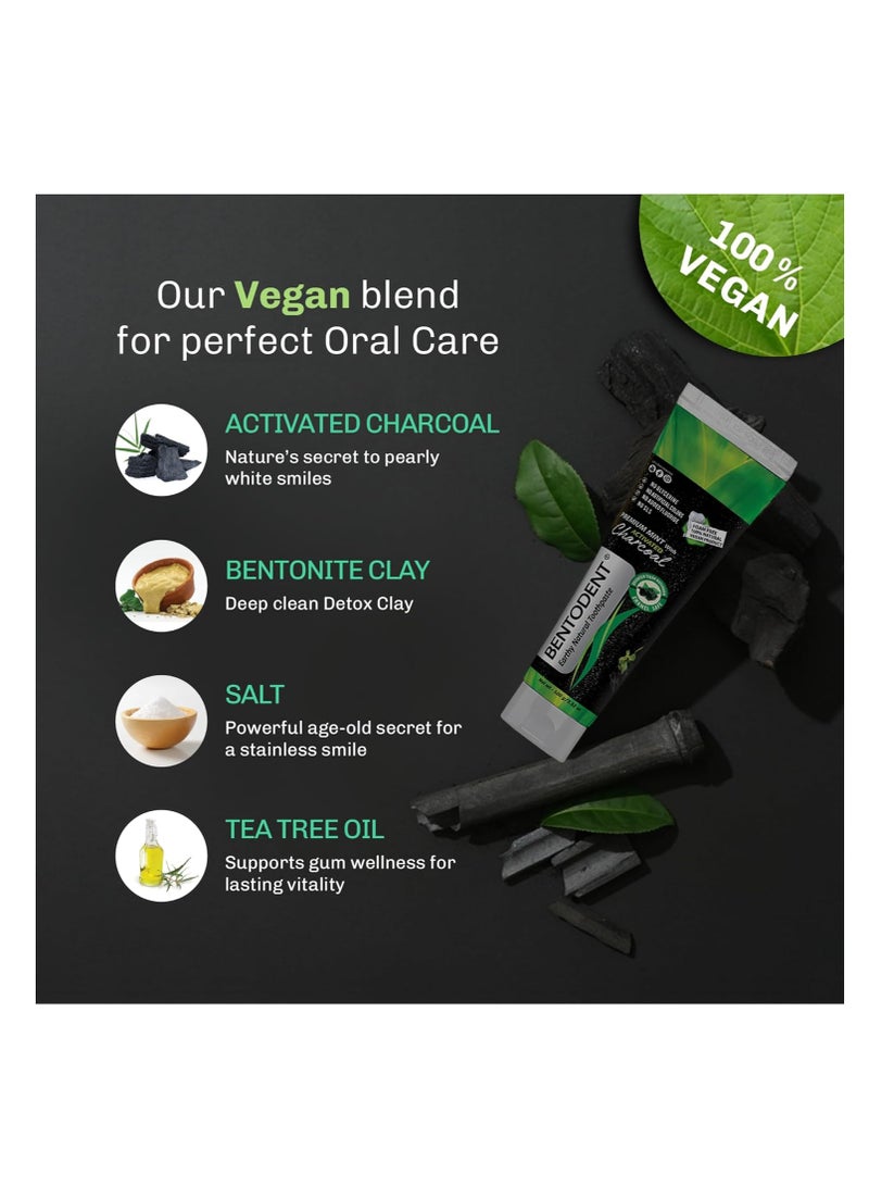 BENTODENT TOOTHPASTE Activated Charcoal Toothpaste -Teeth Whitening, Cavity Protection - Natural toothpaste, No Fluoride & No SLS (100 Grams)Toothache, Bleeding Gums, Sensitivity, Cavities, Plaque & Bad breath - Image 2