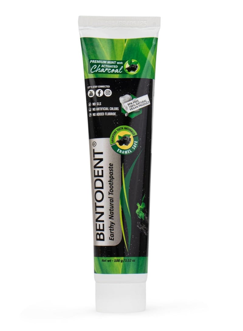 BENTODENT TOOTHPASTE Activated Charcoal Toothpaste -Teeth Whitening, Cavity Protection - Natural toothpaste, No Fluoride & No SLS (100 Grams)Toothache, Bleeding Gums, Sensitivity, Cavities, Plaque & Bad breath - Image 4