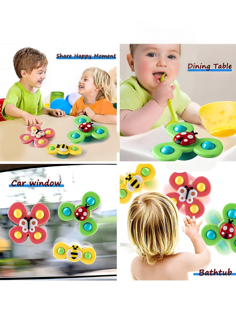 MAGIC VAULT 3 PCS Baby Bath Spinner Toy with Rotating Suction Cup Spinning Top Toy  - Image 2
