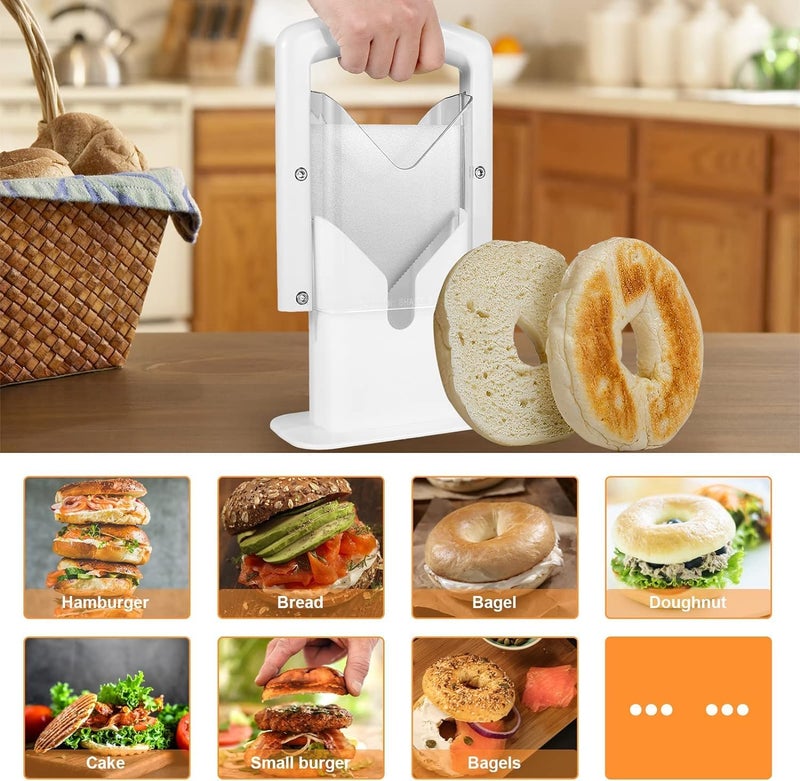 KPS Bread Bagel Slicer Perfect Bagel Cutter with Safety Handle Kitchen Tool Accessories Stainless Steel Non Stick Portable Muffin Slicer for HomeKitchen Pack of 1Multicolor - Image 3