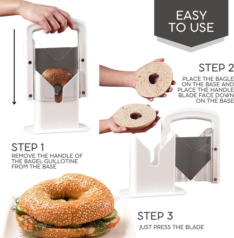 KPS Bread Bagel Slicer Perfect Bagel Cutter with Safety Handle Kitchen Tool Accessories Stainless Steel Non Stick Portable Muffin Slicer for HomeKitchen Pack of 1Multicolor - Image 5