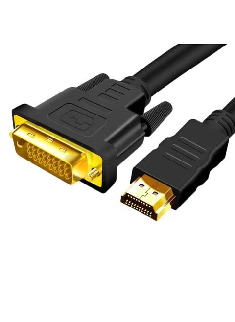1.5 متر HDMI إلى DVI كابل HD كابل DVI إلى HDMI كابل بطاقة الرسومات توصيل كابل العرض كابل التحويل البيني - اللون: جلد أسود طول خط التحويل البيني: 1.5 متر