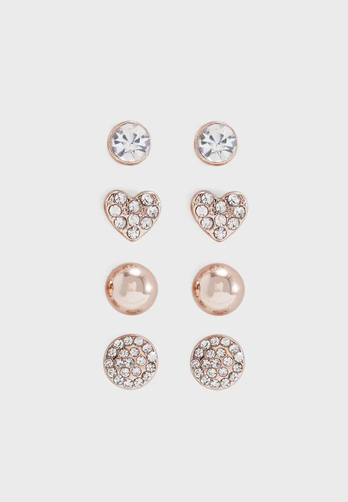 باكلي لندن BUCKLEY LONDON ROSE GOLD 4PCS EARRING PACK