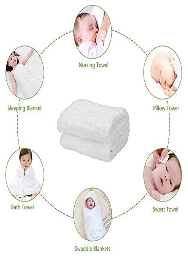 Asung Baby Towels Muslin Bath Towel 3Pack Infant Towels for Newborn Boy Girl 6 Layers Ultra Soft Cotton Toddler Towel for Baby's Delicate Skin 40x 40 Inch (White & Pink) - Image 2
