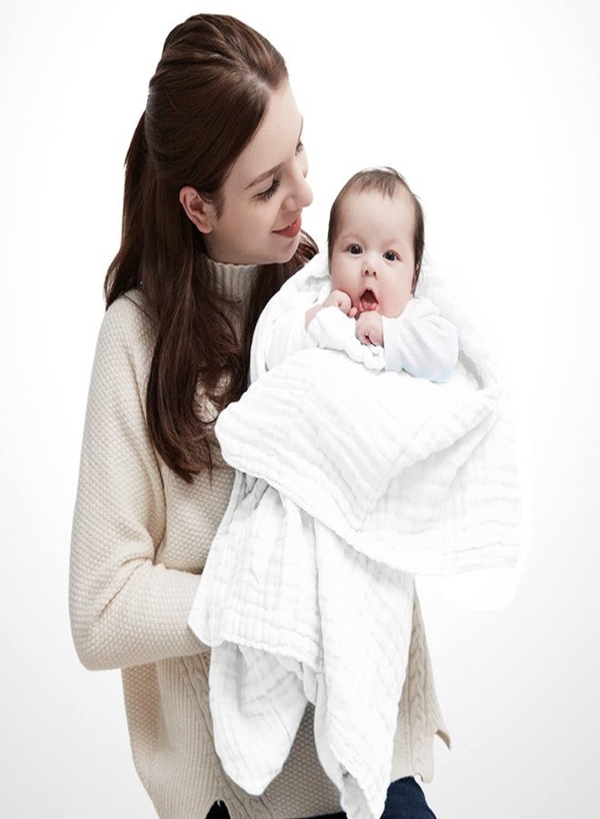 Asung Baby Towels Muslin Bath Towel 3Pack Infant Towels for Newborn Boy Girl 6 Layers Ultra Soft Cotton Toddler Towel for Baby's Delicate Skin 40x 40 Inch (White & Pink) - Image 3