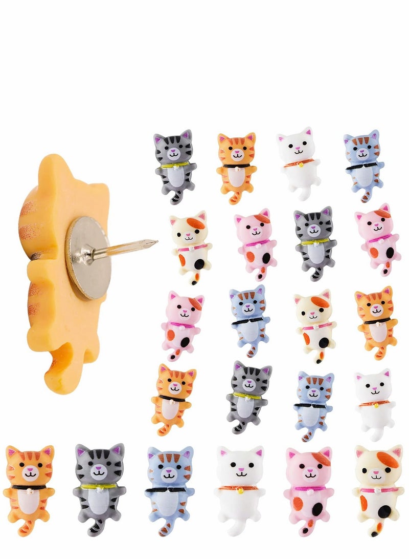 Excefore 30 Pcs Cute Cat Push Pins, Decorative Thumb Tacks Animal Push Pins for Photo Wall Maps Memo Note Bulletin Board or Cork Boards Multi-Functional Pushpin Tool Office Accessories - Image 1