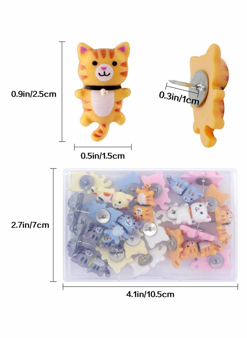 Excefore 30 Pcs Cute Cat Push Pins, Decorative Thumb Tacks Animal Push Pins for Photo Wall Maps Memo Note Bulletin Board or Cork Boards Multi-Functional Pushpin Tool Office Accessories - Image 2