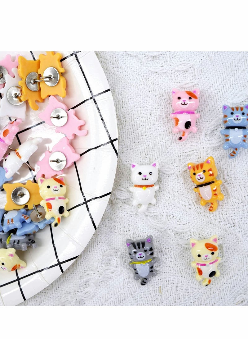 Excefore 30 Pcs Cute Cat Push Pins, Decorative Thumb Tacks Animal Push Pins for Photo Wall Maps Memo Note Bulletin Board or Cork Boards Multi-Functional Pushpin Tool Office Accessories - Image 5