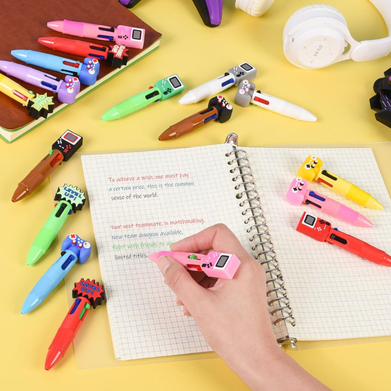 LiYiQ 25 Pcs Video Game Colorful Multicolor Pen in One Cartoon Cute Fun 4-in-1 Cute Pens Bulk Kawaii Game Handle Level Up Games Console Shape Cool Ballpoint Pens for Kids Fun Gifts - Image 4
