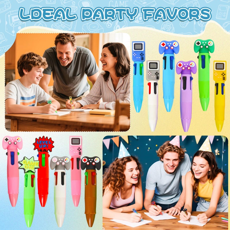 LiYiQ 25 Pcs Video Game Colorful Multicolor Pen in One Cartoon Cute Fun 4-in-1 Cute Pens Bulk Kawaii Game Handle Level Up Games Console Shape Cool Ballpoint Pens for Kids Fun Gifts - Image 5