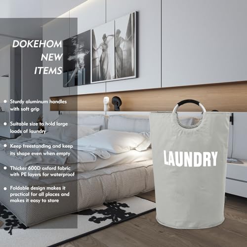 DOKEHOM 160L XX-Large Laundry Basket (7 Colors), Collapsible Laundry Bag, Foldable Laundry Hamper, Folding Washing Bin (Grey, XXL) - Image 2