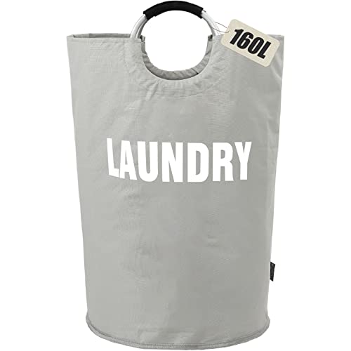 DOKEHOM 160L XX-Large Laundry Basket (7 Colors), Collapsible Laundry Bag, Foldable Laundry Hamper, Folding Washing Bin (Grey, XXL) - Image 1