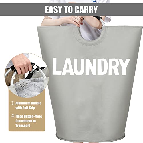 DOKEHOM 160L XX-Large Laundry Basket (7 Colors), Collapsible Laundry Bag, Foldable Laundry Hamper, Folding Washing Bin (Grey, XXL) - Image 5
