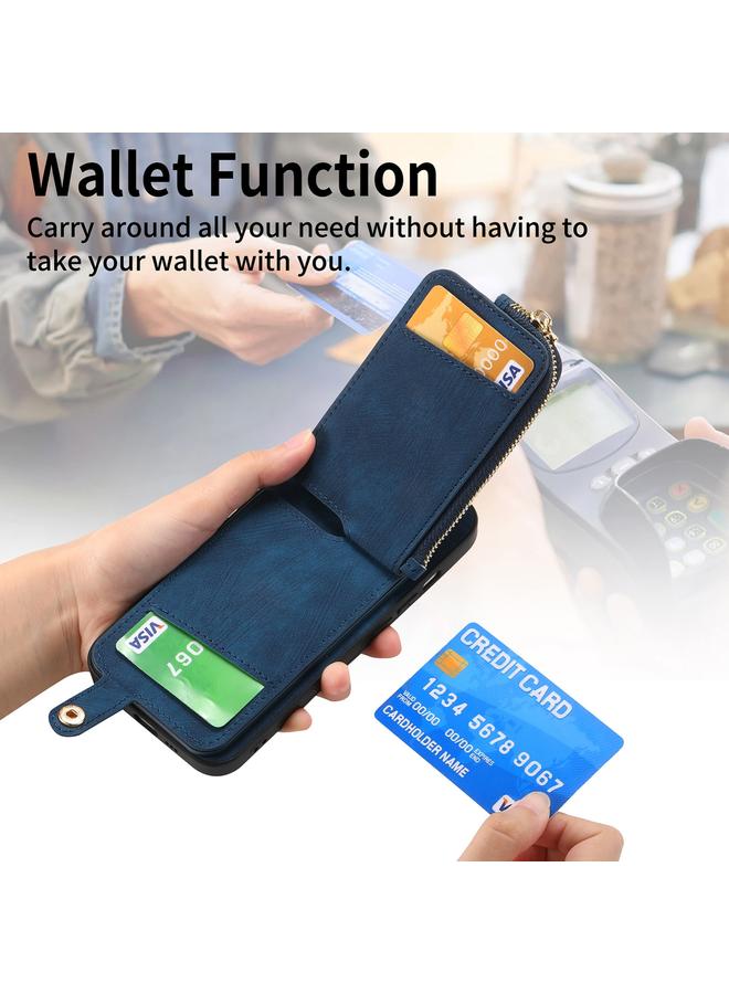 S-TOP Case For Honor 90 Cross Leather Ring Vertical Zipper Wallet Back Phone Case - Image 3