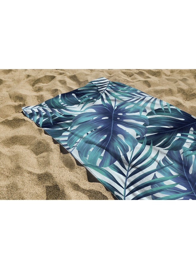 منترا فوطة  تيري مطبوعة ( Jungle Blues )  مقاس 70X140  - Image 1