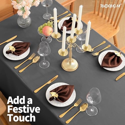 RUDONG M 72 Pack Chocolate Brown Satin Napkin, 17 x 17 Inch Square Cloth Napkins, Soft Fabric Napkin with Scalloped Edges, Reusable Washable Dinner Table Napkins for Wedding, Banquet, Party - Image 5