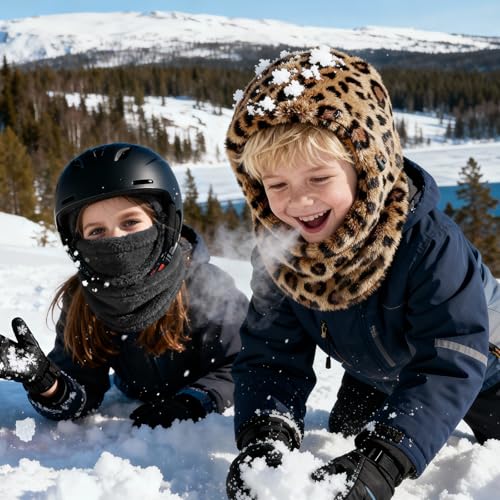 Biange Ski Mask Kids Balaclava, Boys Girls Winter Fleece Hats Beanies for Kids, Fluffy Winter Hat Ski Face Mask Cover Snow Gear - Image 5