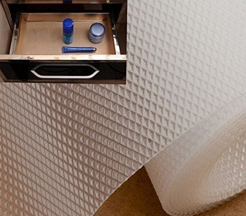 Asier Multipurpose Textured Super Strong Anti Slip Grip Mat - for Fridge, Bathroom, Kitchen, Drawer, Shelf Liner - Transparent White Color (45 x 500 CM) - Image 1