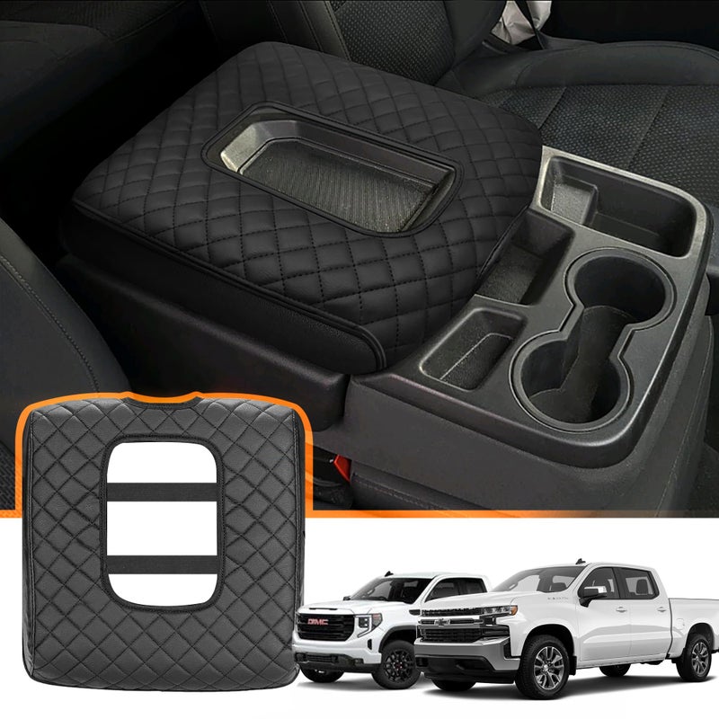 Center Console Cover for Chevy Silverado GMC Sierra Accessories 20192025 Protecting Your Center from Harm Only fit for Jump Seat Console Leather Armrest Cover Preserve your Truck New Appearance