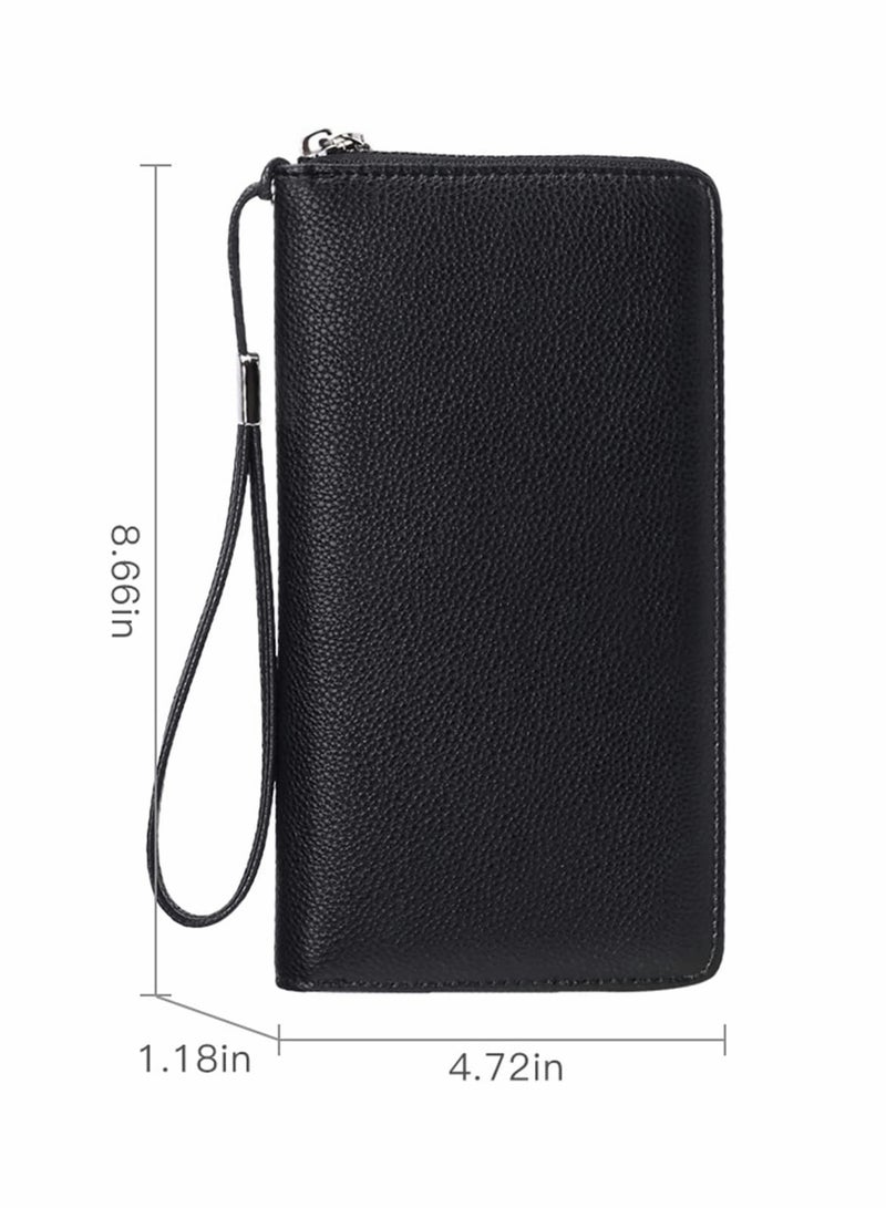 KASTWAVE Credit Card Holder Wallet Rfid Blocking Leather Zip Around Wallet Large Capacity Long Purse Credit Card Clutch Wristlet Women's Long Wallet Rfid Large Capacity Handbag Pu Bank Card Storage Bag - Image 2