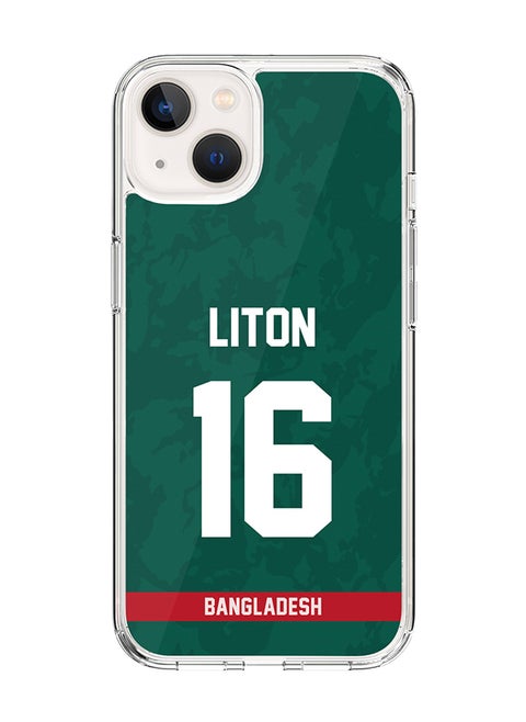 Classic Clear Case for iPhone 15 , Hybrid Soft Case Transparent Cover [ Designed for iPhone 15 ] - Player Name - Liton Das, Jersey Number- 16