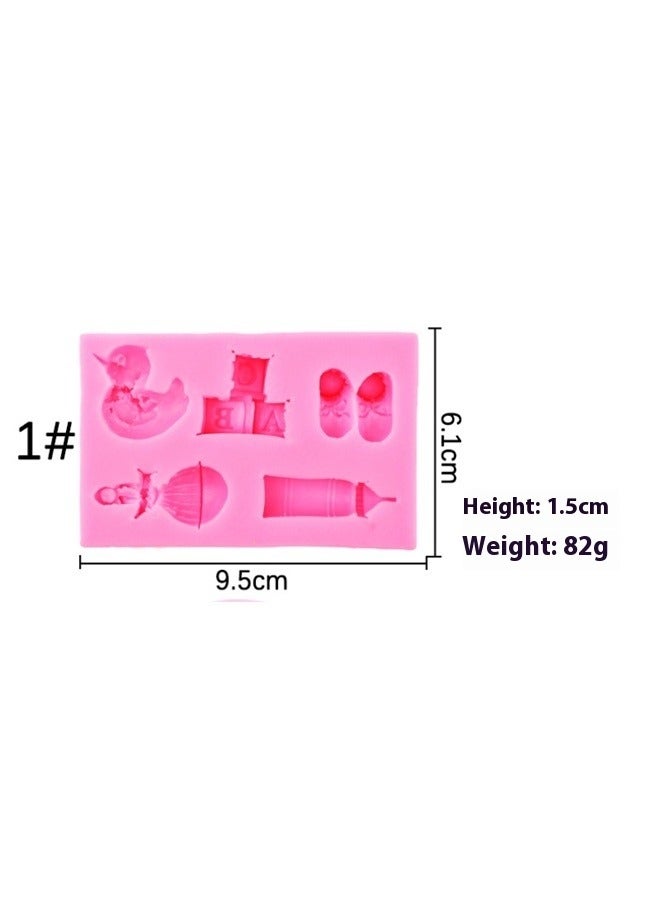 Silicone Fondant Mould Pink， Fondant Molds For Baby Birthday Cake Decoration Cupcake Topper Chocolate Candy Sugar Craft Gum Paste Polymer Clay - Image 4