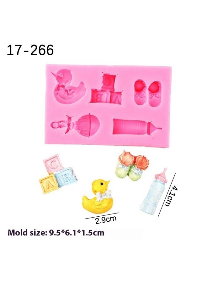 Silicone Fondant Mould Pink， Fondant Molds For Baby Birthday Cake Decoration Cupcake Topper Chocolate Candy Sugar Craft Gum Paste Polymer Clay - Image 5
