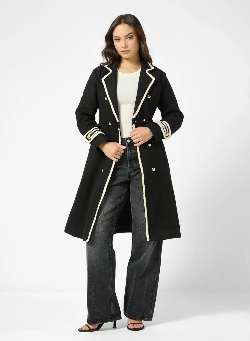Ginger Woolen Longline Trench Coat