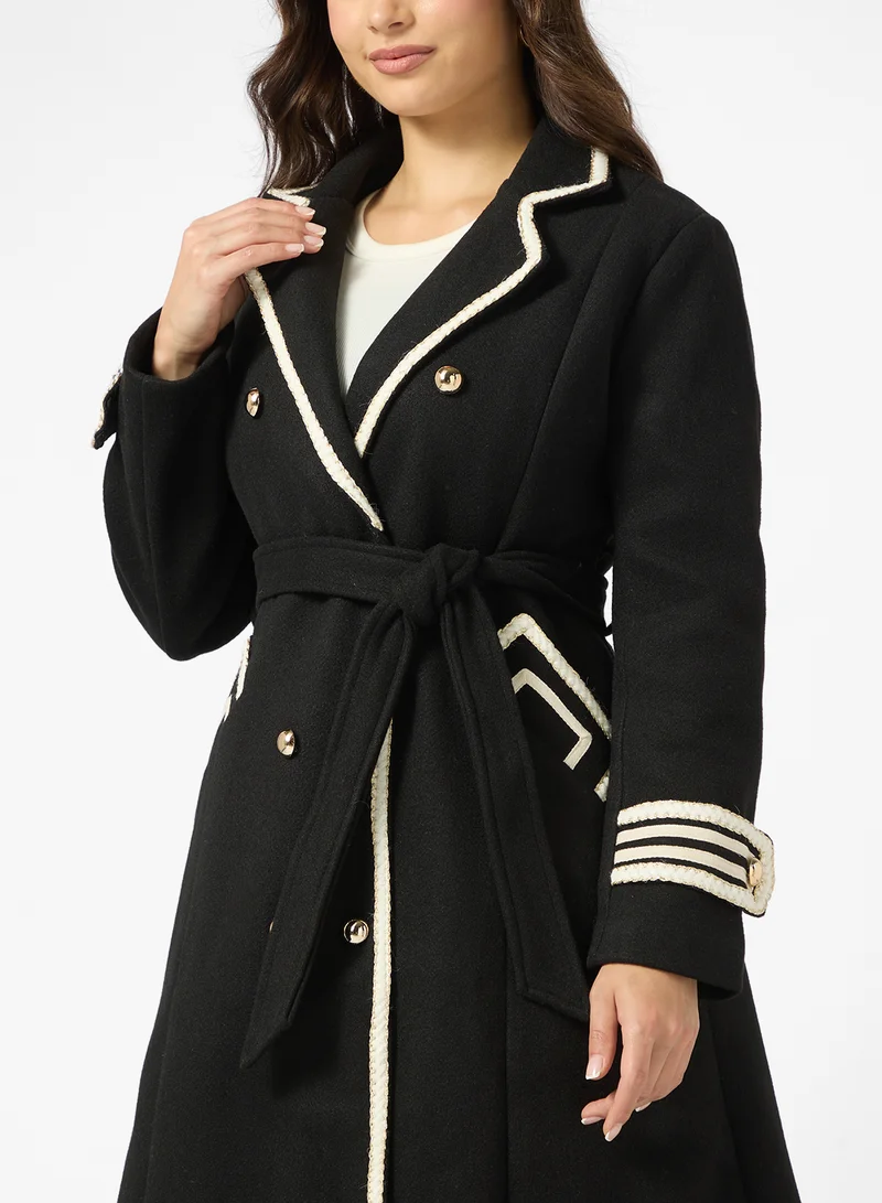 جينجر Woolen Longline Trench Coat