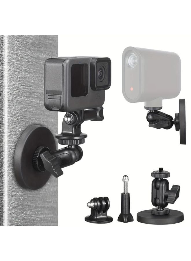 حامل الكاميرا المغناطيسي الأسود دوار 360 درجة برأس كروي مزدوج متوافق مع GoPro و Insta360 - Image 2