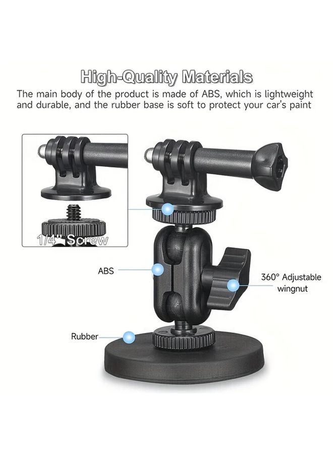 حامل الكاميرا المغناطيسي الأسود دوار 360 درجة برأس كروي مزدوج متوافق مع GoPro و Insta360 - Image 5