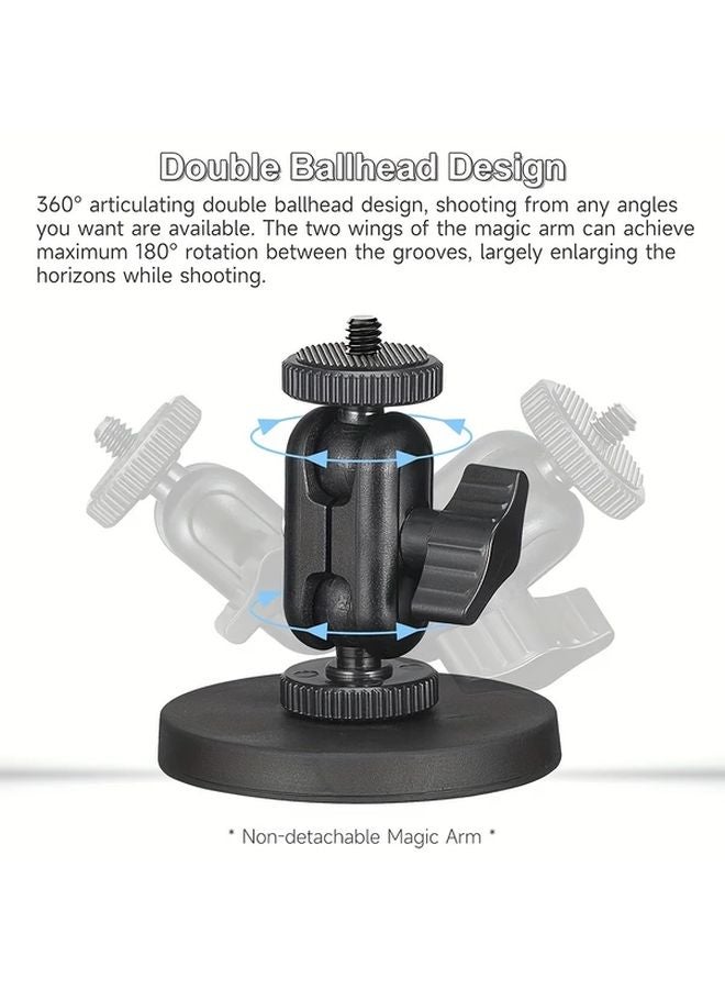 حامل الكاميرا المغناطيسي الأسود دوار 360 درجة برأس كروي مزدوج متوافق مع GoPro و Insta360 - Image 4