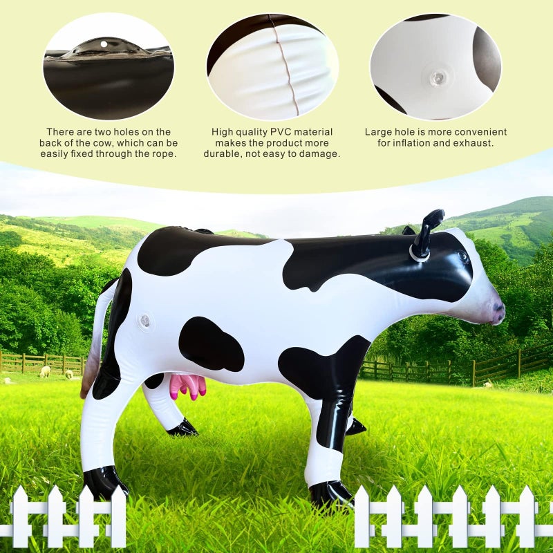ILEISURELY Inflatable Cow 37 Lifelike Cow Balloons Birthday Decorations for Farm Animal Theme Cowboy Cowgirl Rodeo Western Baby Shower Thanksgiving Halloween Party Decor - Image 3