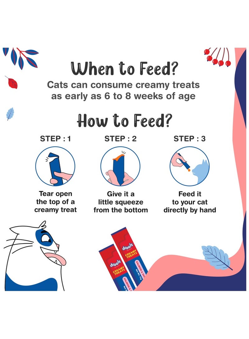 Drools علاجات القطط الكريمية القابلة للعق نكهة السلمون و سكيب جاك في جرة - Image 5