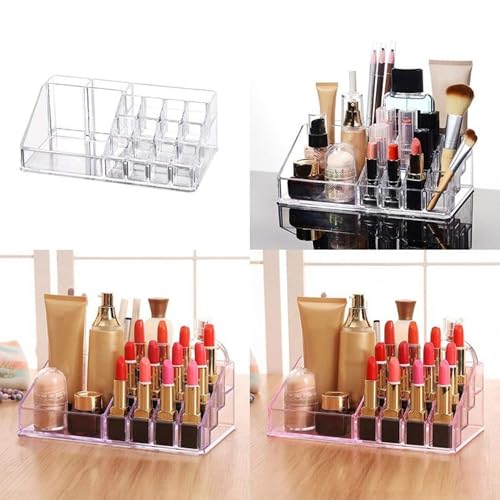 Boniry Clear Cosmetic Storage Lipstick Organizer, Acrylic Makeup Storage Holder Box, Cosmetic Display Case, Small Jewellery Storage Stand and Nail Paint Holder (16 Compartments 22L X 12.5W X 8H CM) - Image 5