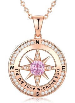 Zifeel Compass Necklace Gifts for Women wife - S925 Sterling Silver Birthstone Necklaces for Women - Anniversary Birthday Gifts for Her Wife Girlfriend - Valentines Day Mom Mother’s Day  Gifts  - Image 1