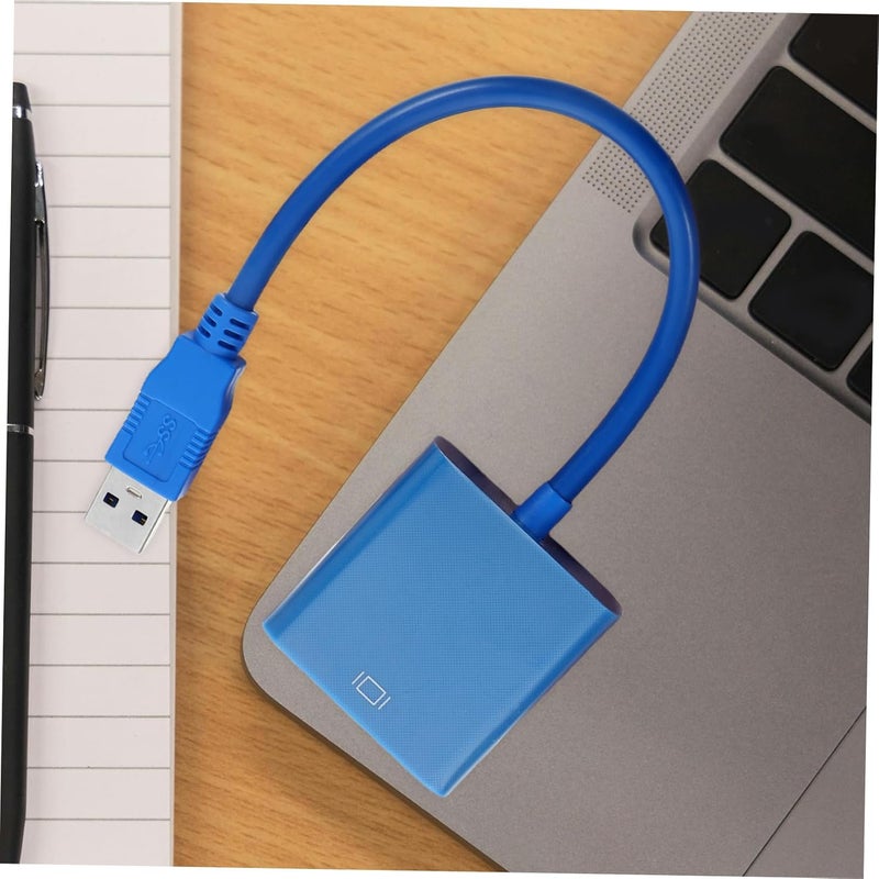 كابل محول USB إلى VGA من POPETPOP لعرض متعدد للشاشات، أزرق، لا يحتاج إلى طاقة خارجية، سهل الاستخدام مع شاشتين - Image 5