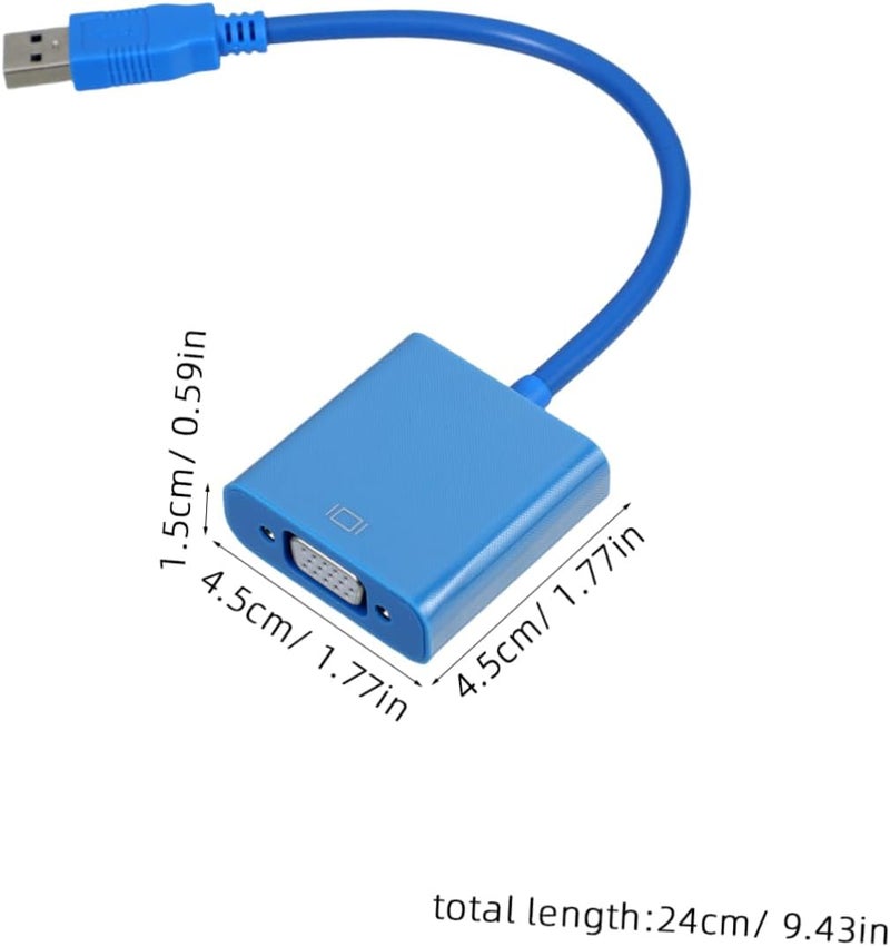 كابل محول USB إلى VGA من POPETPOP لعرض متعدد للشاشات، أزرق، لا يحتاج إلى طاقة خارجية، سهل الاستخدام مع شاشتين - Image 2