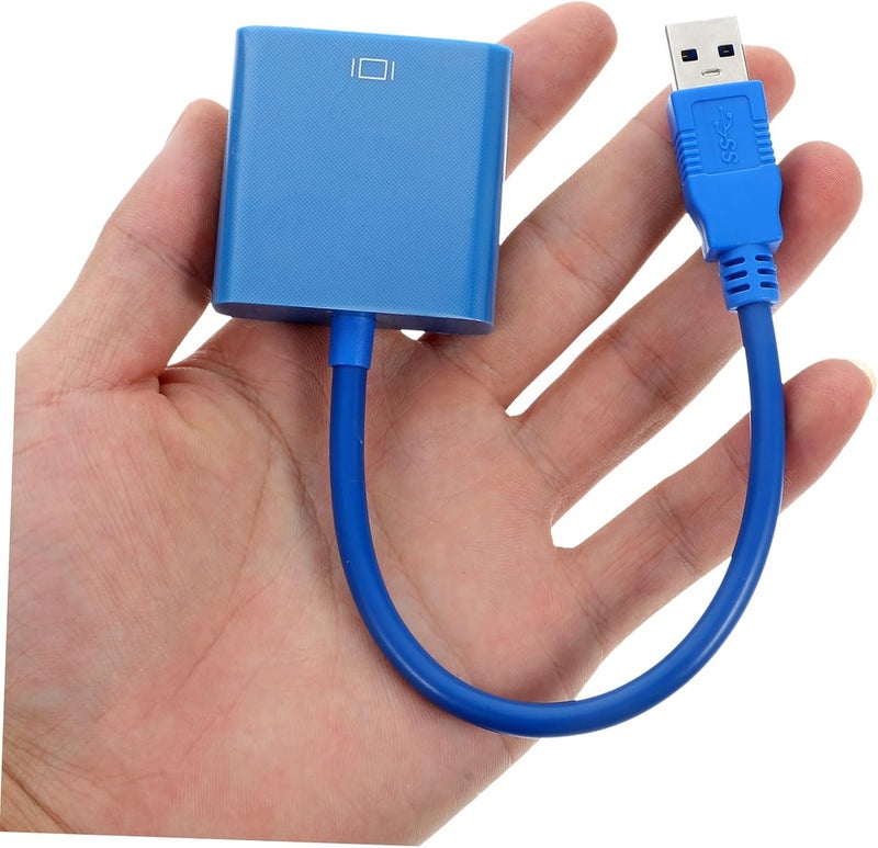 كابل محول USB إلى VGA من POPETPOP لعرض متعدد للشاشات، أزرق، لا يحتاج إلى طاقة خارجية، سهل الاستخدام مع شاشتين - Image 3