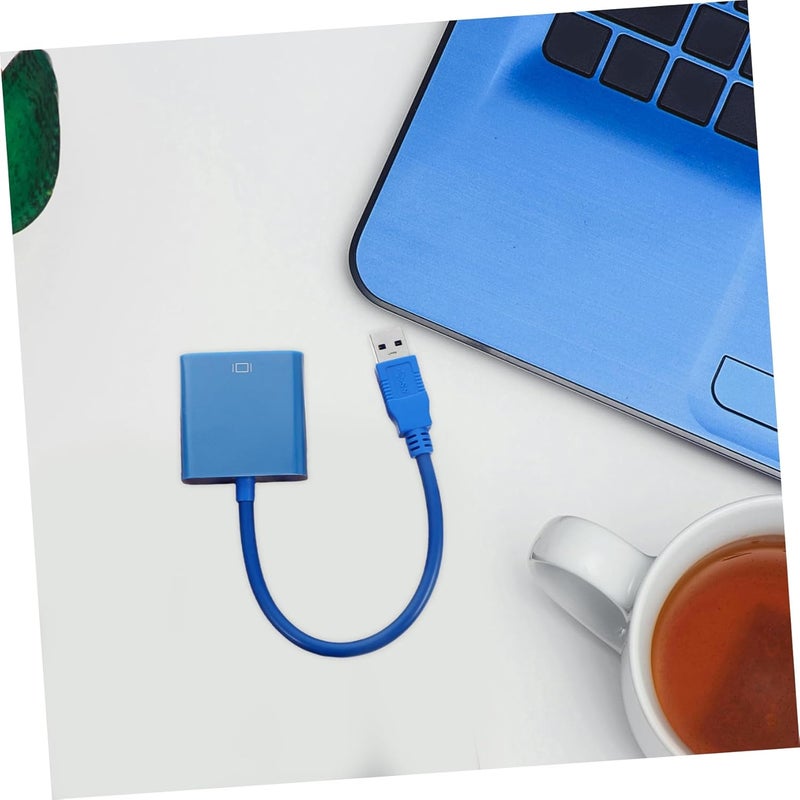 كابل محول USB إلى VGA من POPETPOP لعرض متعدد للشاشات، أزرق، لا يحتاج إلى طاقة خارجية، سهل الاستخدام مع شاشتين - Image 4