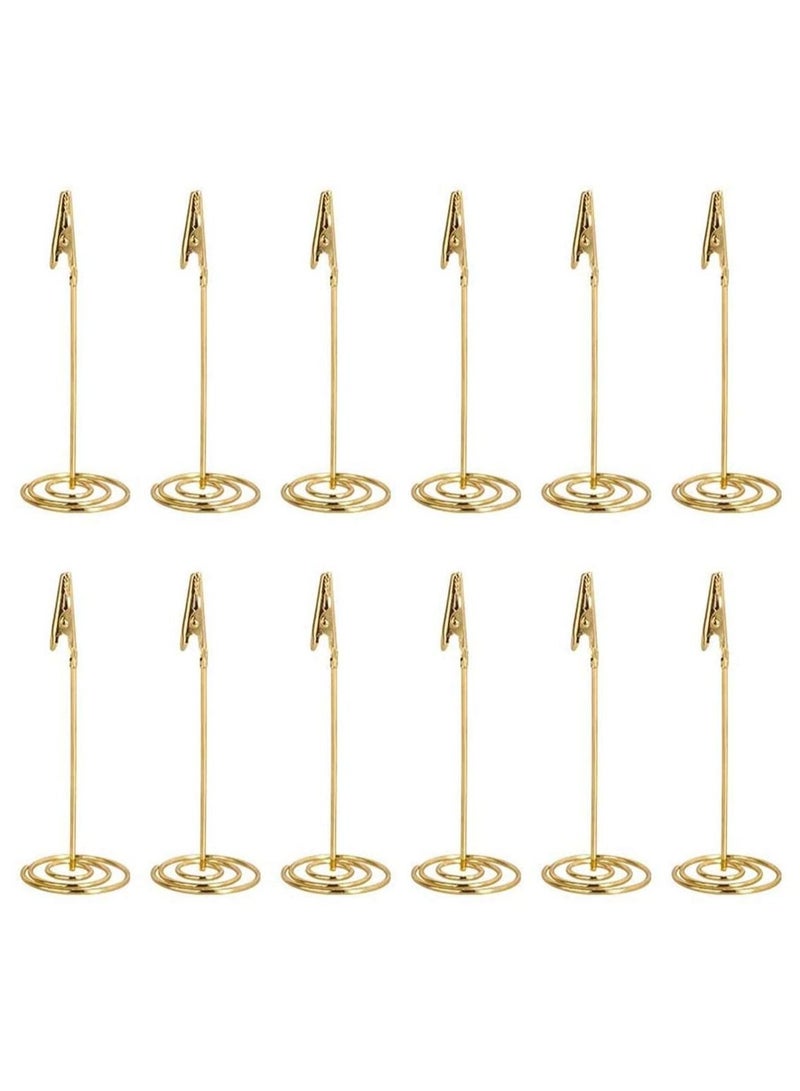 Captaintech 12pcs Place Card Holder Memo Clip Photo Table Number Gold Holder Stand Paper Menu Stand - Image 1
