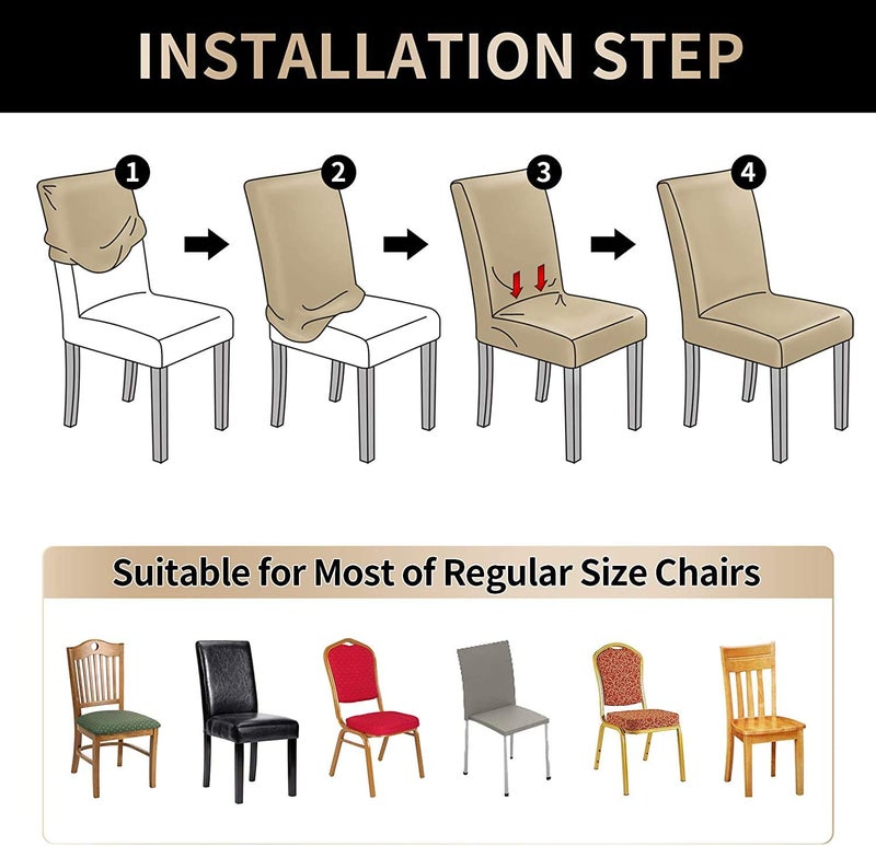 Styleys Elastic Chair Cover Stretch Removable Washable Short Dining Chair Cover Protector Seat Slipcover Set of 6 White Pink FlowerGreen Leaf SLMC301 - Image 4
