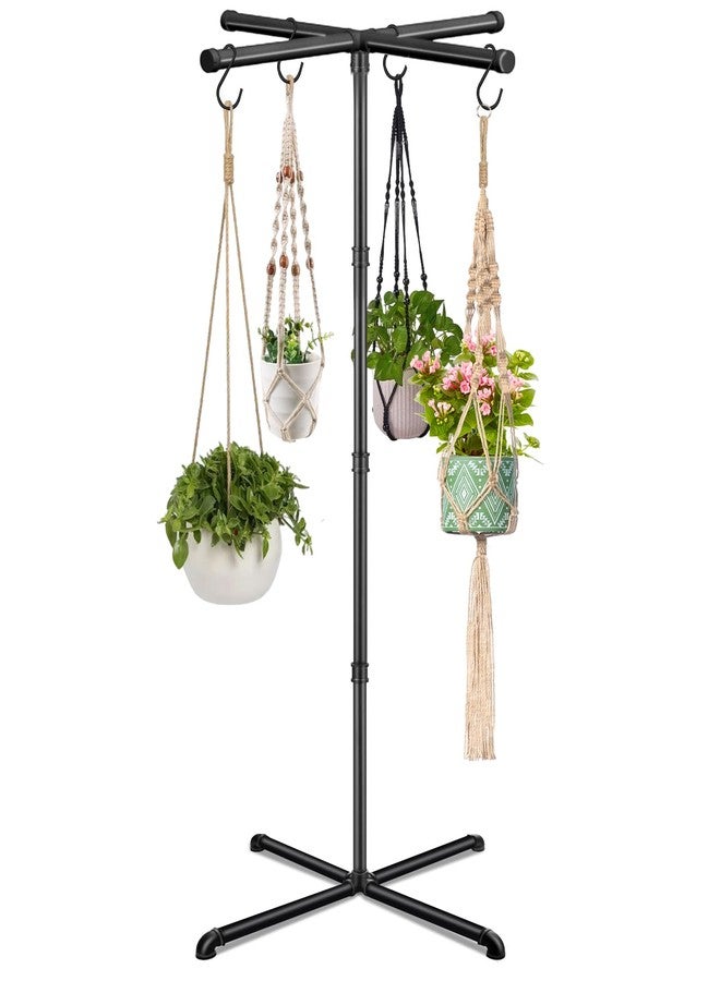 OugeWood Plant Hanger Indoor, Hanging Plant Stand Heavy Duty Metal Standing Plant Hanger with 4 Hooks Hanging Plant Holder Hanging Planter for Indoor Plants Bedroom Living Room Balcony - Image 1