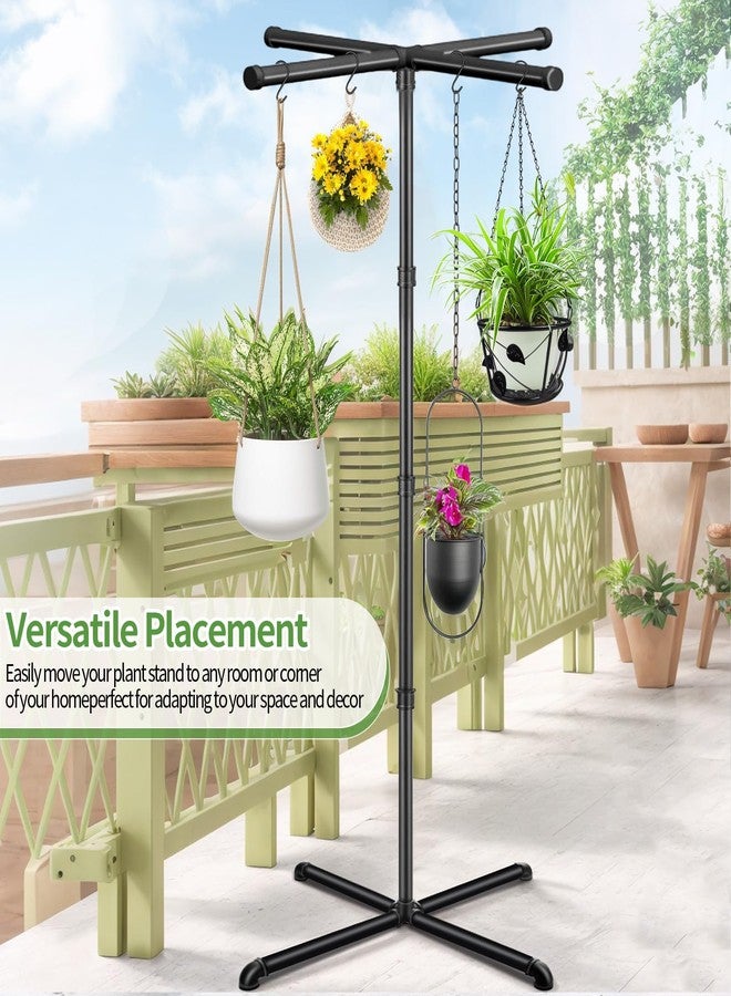 OugeWood Plant Hanger Indoor, Hanging Plant Stand Heavy Duty Metal Standing Plant Hanger with 4 Hooks Hanging Plant Holder Hanging Planter for Indoor Plants Bedroom Living Room Balcony - Image 5