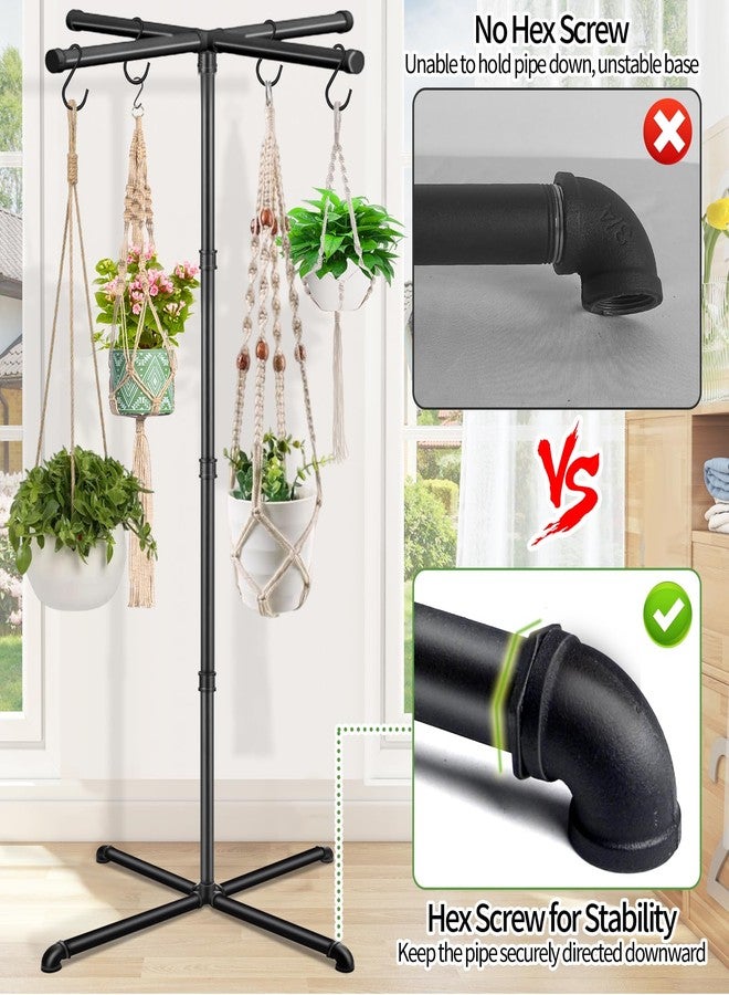 OugeWood Plant Hanger Indoor, Hanging Plant Stand Heavy Duty Metal Standing Plant Hanger with 4 Hooks Hanging Plant Holder Hanging Planter for Indoor Plants Bedroom Living Room Balcony - Image 3