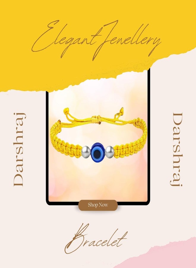 DARSHRAJ 925 Silver Handmade Bracelet | Thread Najariya | Evil Eye Bracelet | Silver Najariya | Thread Bracelet for Women|Men|Boys|Girls (Yellow) - Image 3