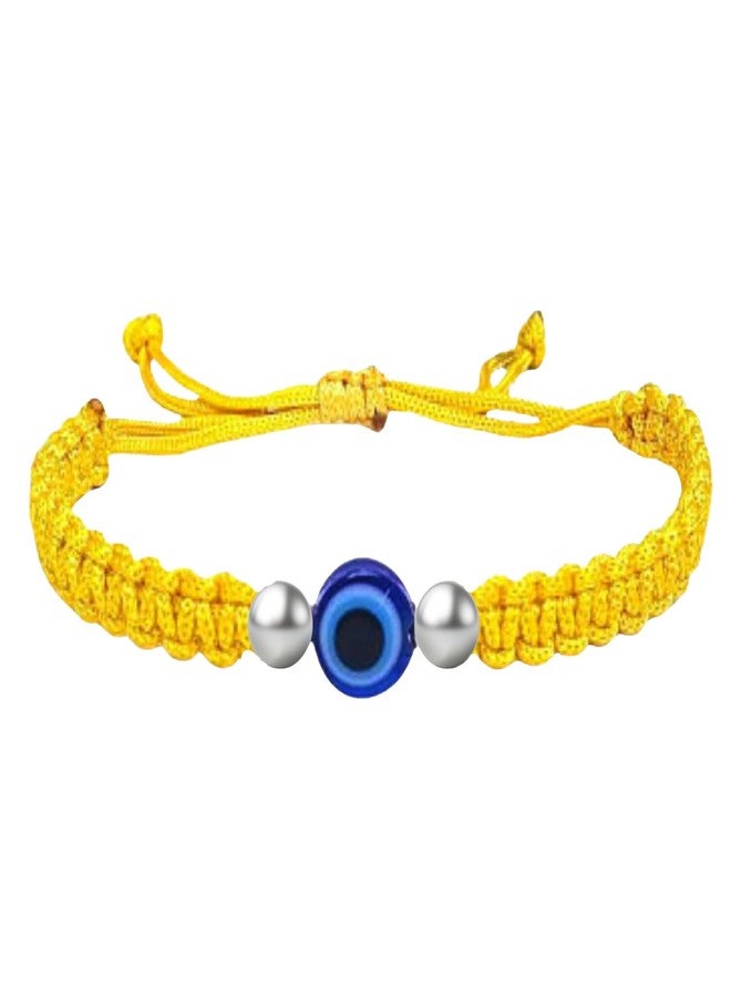 DARSHRAJ 925 Silver Handmade Bracelet | Thread Najariya | Evil Eye Bracelet | Silver Najariya | Thread Bracelet for Women|Men|Boys|Girls (Yellow) - Image 1