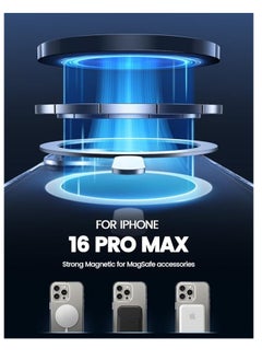 ماركة غير محددة جراب لهاتف iPhone 16 Pro Max مزود بمغناطيس قوي، حماية عسكرية، غير قابل للاصفرار، جراب هاتف نحيف مقاوم للصدمات، جراب هاتف Mag Safe رفيع للنساء والرجال لهاتف Apple iPhone 16 Pro Max  - Image 3