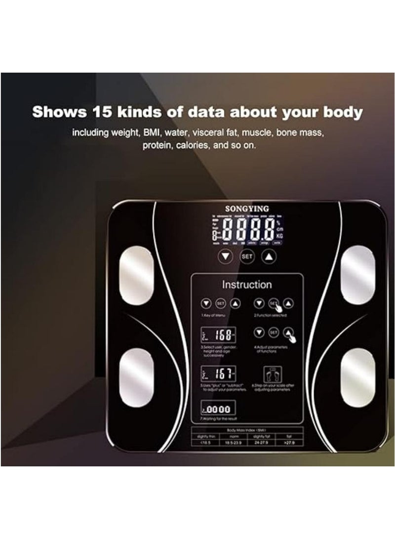 DUNISO Fat Scale Body Fat Scales Intelligent Electronic Weight Scale High Precision Digital Bmi Intelligent Electronic Body Weight Scale(Black) - Image 5