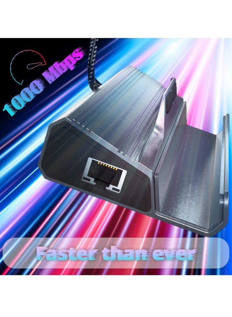 Aookay - [8-in-1] Upgraded Steam Deck Dock, 8 in 1 Docking Station with HDMI 4K@60Hz, VGA, DP1.2, Gigabit Ethernet, 3 USB-A 3.0 and Full Speed Charging USB-C Port, 40Gbps Extension Adapter (Grey) - Image 1